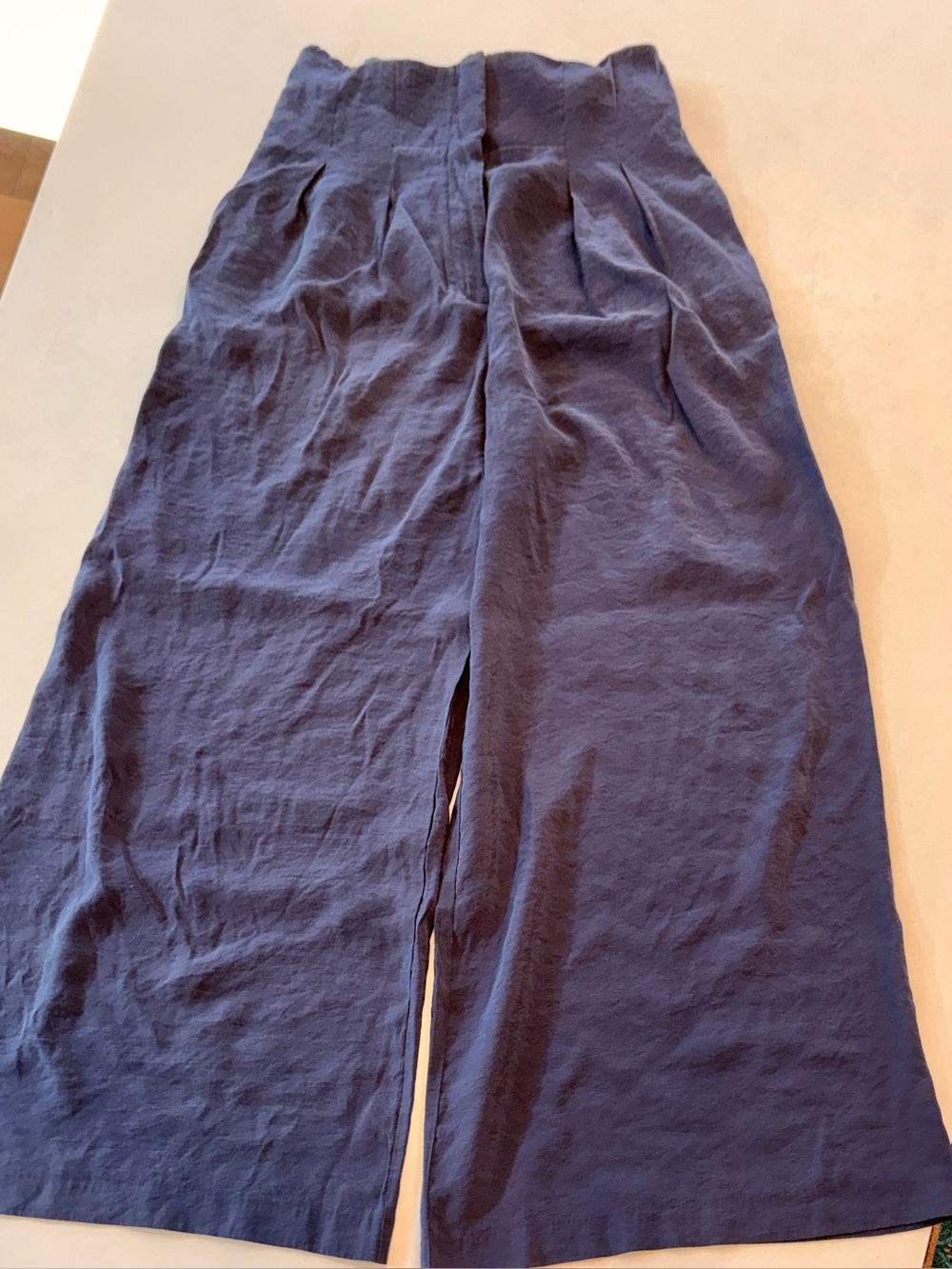 Anthropologie Navy Wide-Leg High-Waist Pants